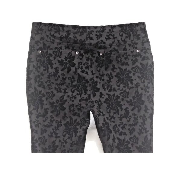 Womens baroque pants flock print black 1X ( 16W) stretch Faded Glory tapered EUC - Picture 6 of 9